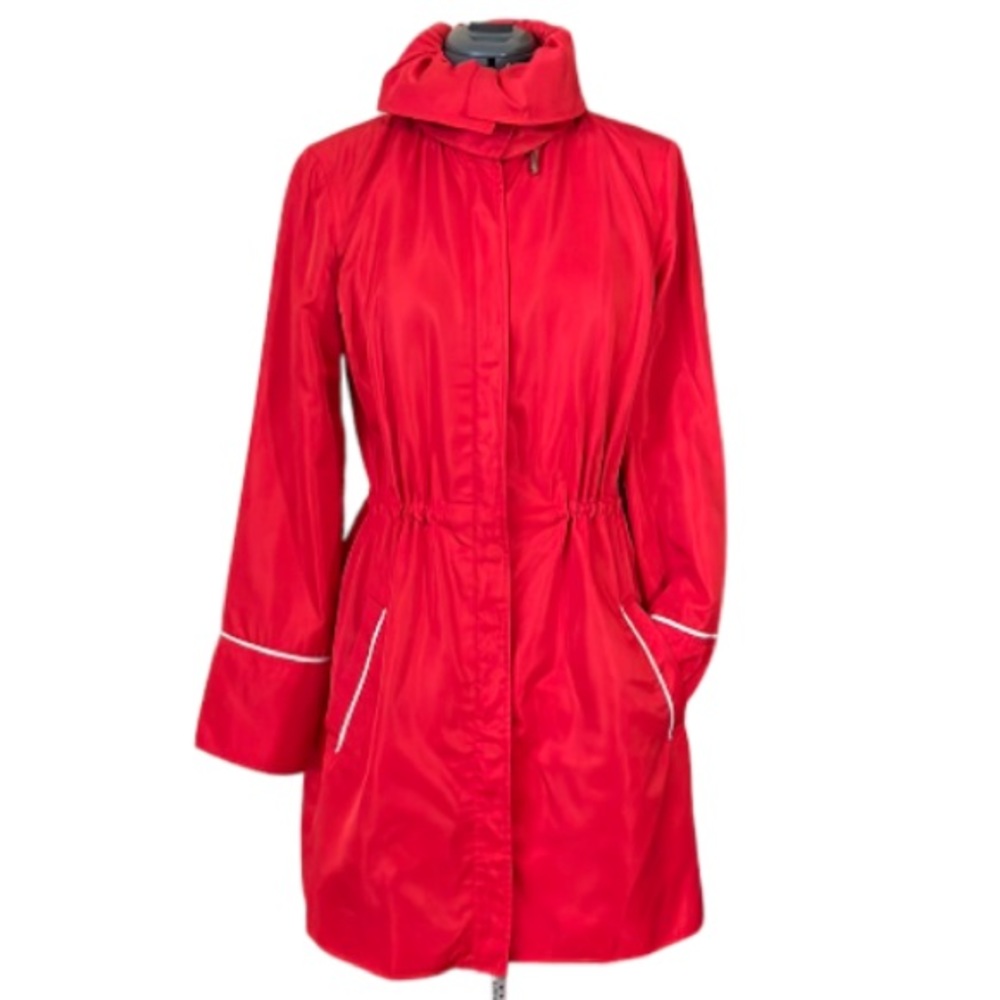 Spanner Red Lightweight Trench Jacket with Removable Collar Size Medium